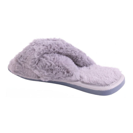 BELSTA Ash Fluffy Slippers — top view of the pair with soft furry footbed