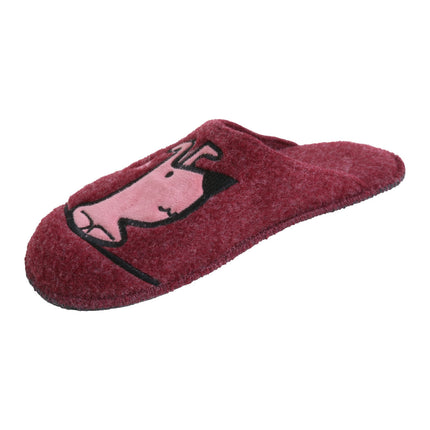BELSTA women's wine-red felt slippers — wide last with extra room across the forefoot