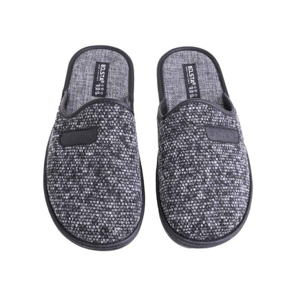 The Charcoal Knit Slippers — back view of the closed-toe mule
