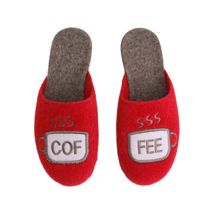 The Coffee Felt Slippers — back view of the closed-toe felt mule
