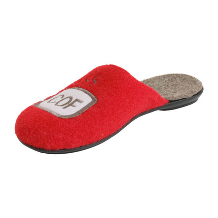 BELSTA women's red felt slippers — direct-injected sole with no glue line