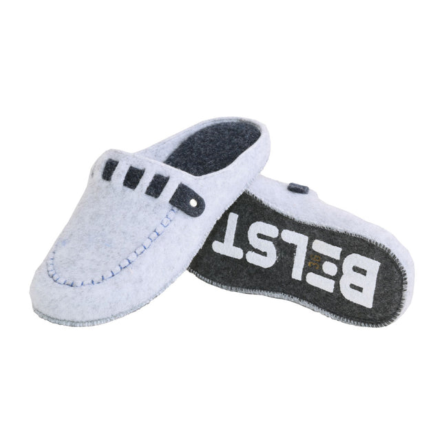 The Fog Felt Slippers by BELSTA — side view of the felt upper and felt sole