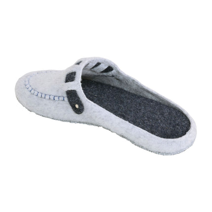 BELSTA Fog Felt Slippers — top view of the pair with removable insole on thick foam base