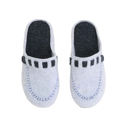 The Fog Felt Slippers — back view of the closed loafer-style felt slipper
