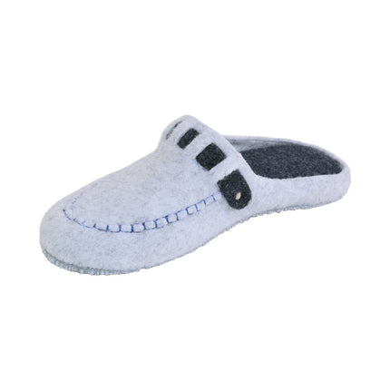 BELSTA women's light grey felt slippers — removable insole on thick foam base