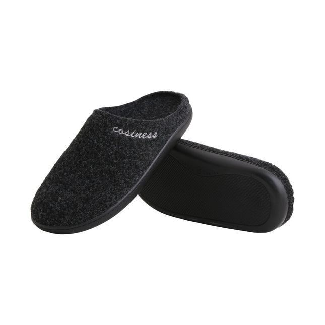 The Graphite Felt Slippers by BELSTA — side view of the felt upper and non-slip sole