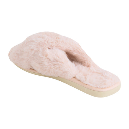 BELSTA Ivory Fluffy Slippers — top view of the pair with soft furry footbed