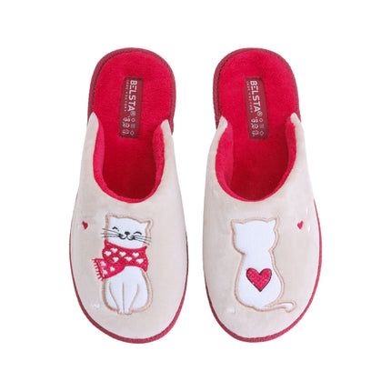 The Kitty Velour Slippers — back view of the closed-toe velour mule
