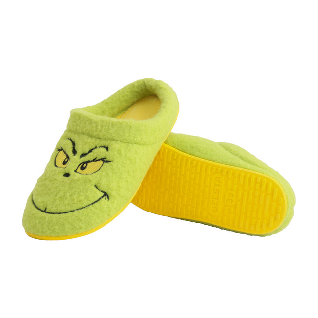 The Mischief Wool-Blend Slippers by BELSTA — side view of the green wool-blend upper and direct-injected non-slip sole