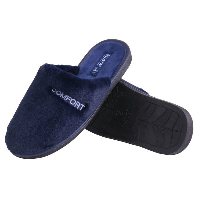 The Onyx Plush Slippers by BELSTA — side view of the plush upper and non-slip sole