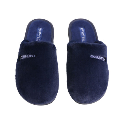 The Onyx Plush Slippers — back view of the closed-toe mule