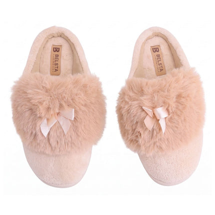 The Peach Terry Slippers — back view of the closed-toe terry mule