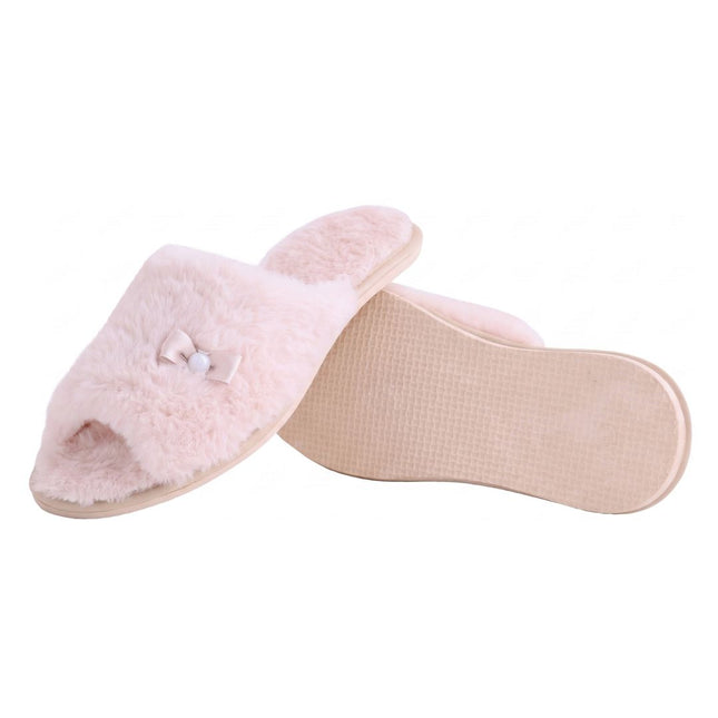 The Pearl Fluffy Slippers by BELSTA — side view of the plush upper and flexible PVC sole