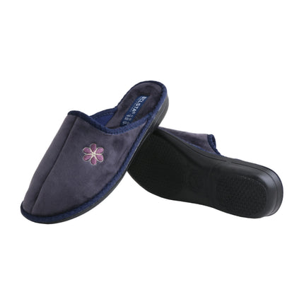 The Plum Velour Slippers by BELSTA — side view of the velour upper and non-slip sole