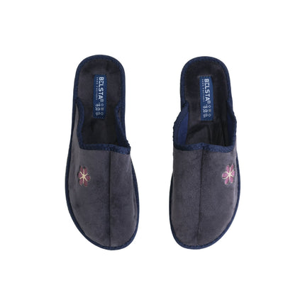 The Plum Velour Slippers — back view of the closed-toe velour mule