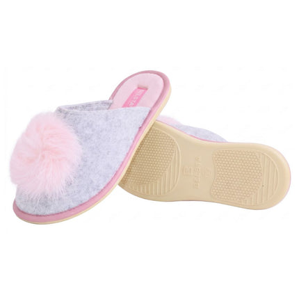 The Powder Felt Slippers by BELSTA — side view of the felt upper and non-slip sole