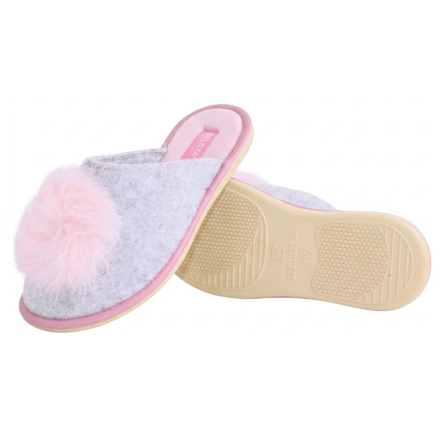 The Powder Felt Slippers by BELSTA — side view of the felt upper and non-slip sole