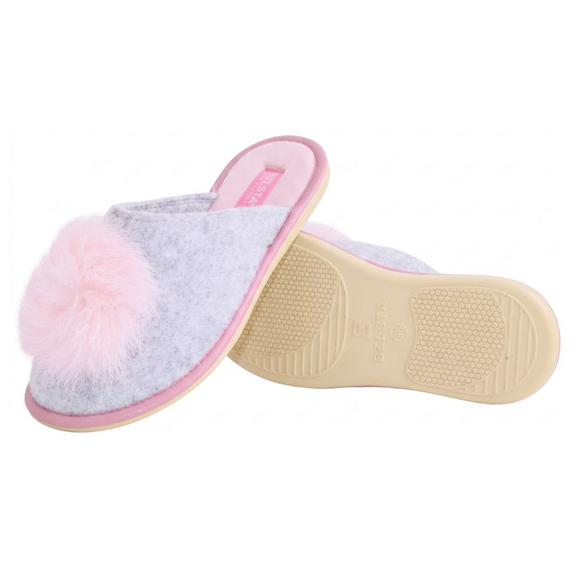 The Powder Felt Slippers by BELSTA — side view of the felt upper and non-slip sole