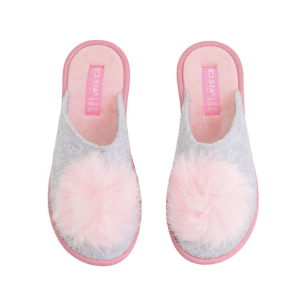 The Powder Felt Slippers — back view of the closed-toe felt mule