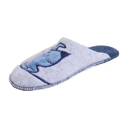 BELSTA women's grey felt slippers — wide last with extra room across the forefoot