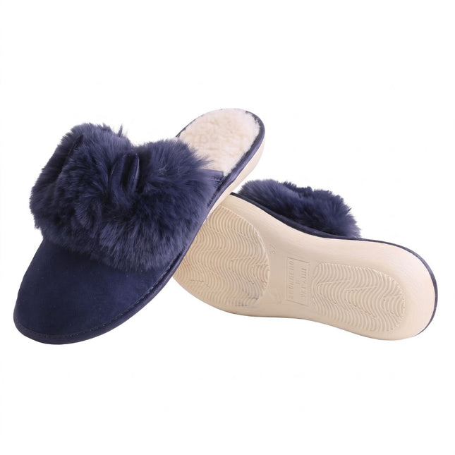 The Sapphire Suede Slippers by BELSTA — side view of the suede upper and non-slip sole