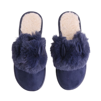 The Sapphire Suede Slippers — back view of the closed-toe suede mule