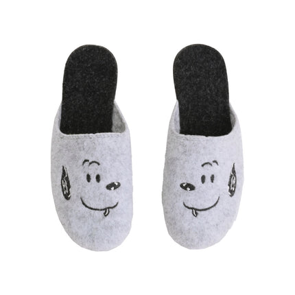 The Smile Felt Slippers — back view of the closed-toe felt mule
