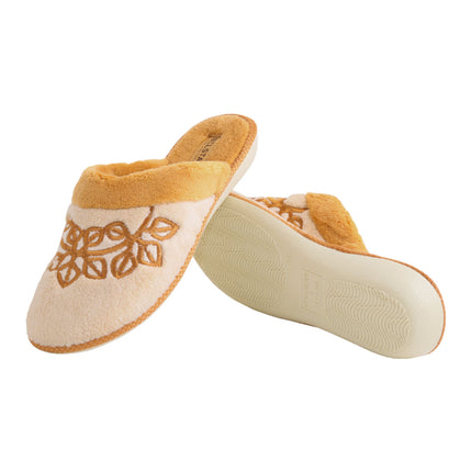 The Terracotta Terry Slippers by BELSTA — side view of the terry cloth upper and non-slip sole