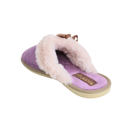 BELSTA Violet Quilted Slippers — top view of the pair with quilted velour footbed