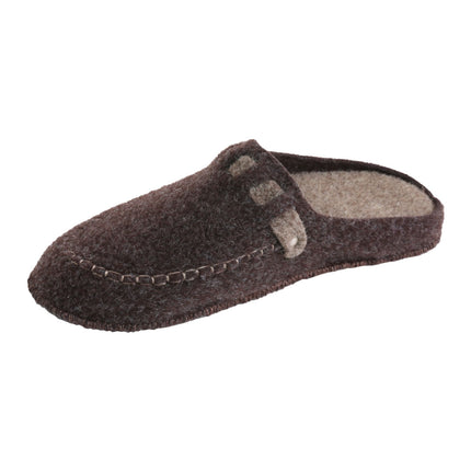 BELSTA men's brown felt slippers — removable insole on thick foam base