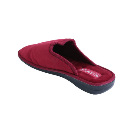 BELSTA Wine Velour Slippers — top view of the pair with soft velour footbed