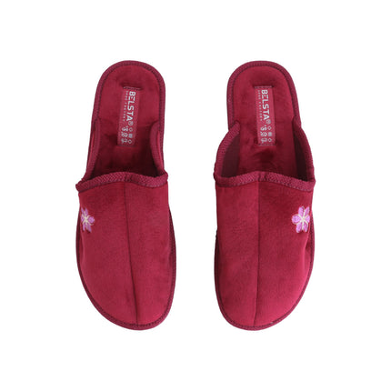 The Wine Velour Slippers — back view of the closed-toe velour mule