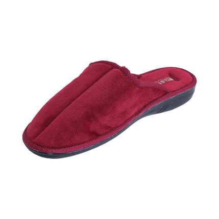 BELSTA women's wine-red velour slippers — soft velour footbed