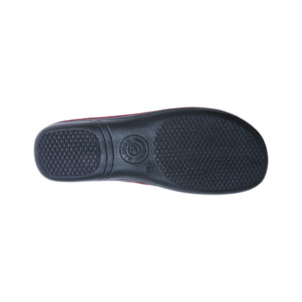 BELSTA The Wine Velour Slippers — the pair worn at home