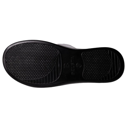 Black polyurethane non-slip sole of BELSTA The Vanity Slippers slipper, bottom view